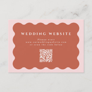 Carte D'accompagnement Site Web Mariage Wavy Terracotta & Blush Code QR