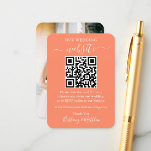 Carte D'accompagnement Site Web minimaliste simple Mariage Photo QR Coral