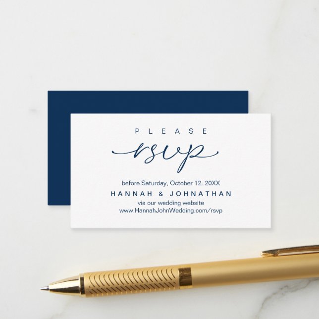 Carte D'accompagnement Site web moderne de Mariage RSVP en ligne (Devant/Arrière en situation)