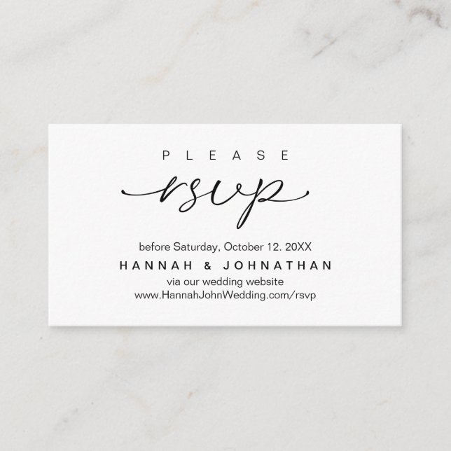 Carte D'accompagnement Site web moderne de Mariage RSVP en ligne (Devant)