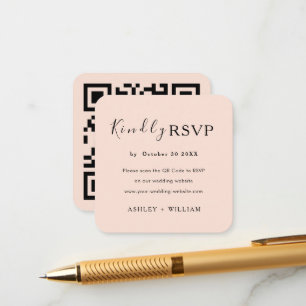 Carte D'accompagnement Site Web Rsvp Moderne Qr Code Soft Peach Mariage