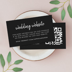 Carte D'accompagnement Site web RSVP QR Code Black Modern