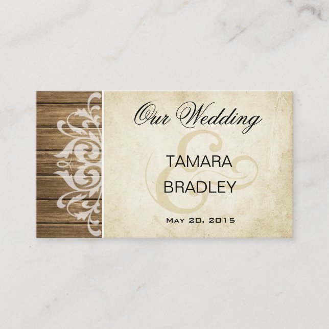 Carte D'accompagnement Site Web Rustic Wood Mariage | blanc (Devant)