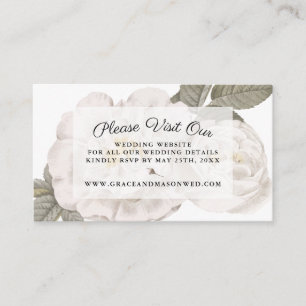 Carte D'accompagnement Site Web vintage RSVP de mariage de rose blanc et