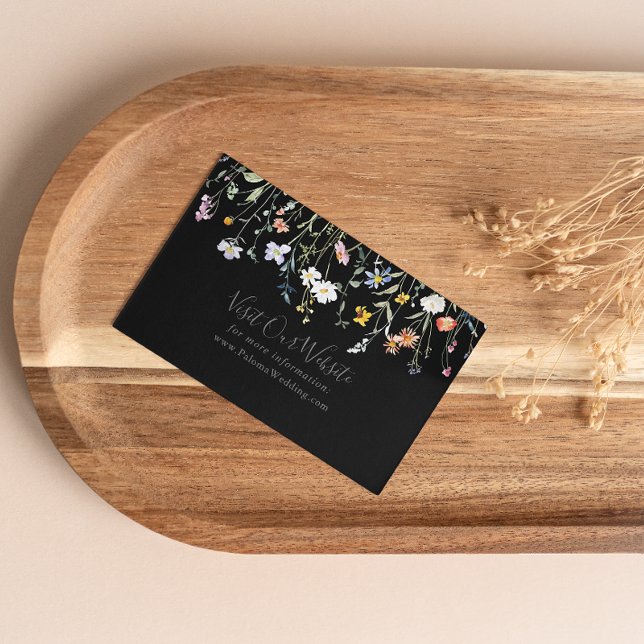 Carte D'accompagnement Site Wild Multicolor Floral Black Mariage (Créateur téléchargé)