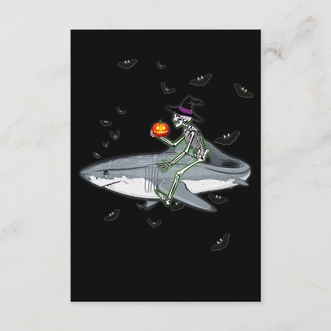 Carte D'accompagnement Skeleton équitation requin - Drôle cadeau Hallowee (Devant)