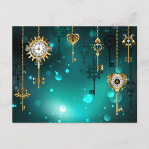 Carte D'accompagnement Skeleton Keys on Green Background