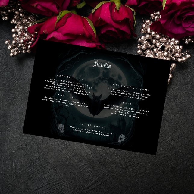 Carte D'accompagnement Skeleton Skull Dark Gothique Détails du Mariage (Créateur téléchargé)