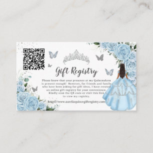 Carte D'accompagnement Sky Blue Floral Silver Quinceañera Cadeau Registre