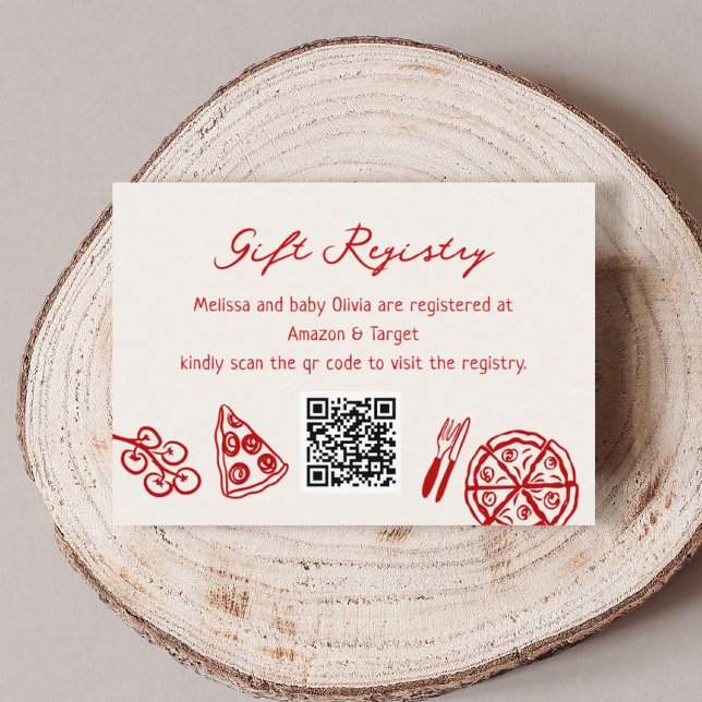 Carte D'accompagnement Slice Baby Pizza Baby shower Cadeau Registre (Créateur téléchargé)