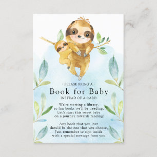 Carte D'accompagnement Sloth Baby shower Book for Baby Card