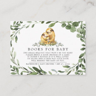 Carte D'accompagnement Sloth Family Books For Baby Baby shower Card