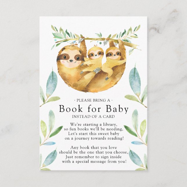 Carte D'accompagnement Sloth Twins Baby shower Book for Baby Card (Devant)