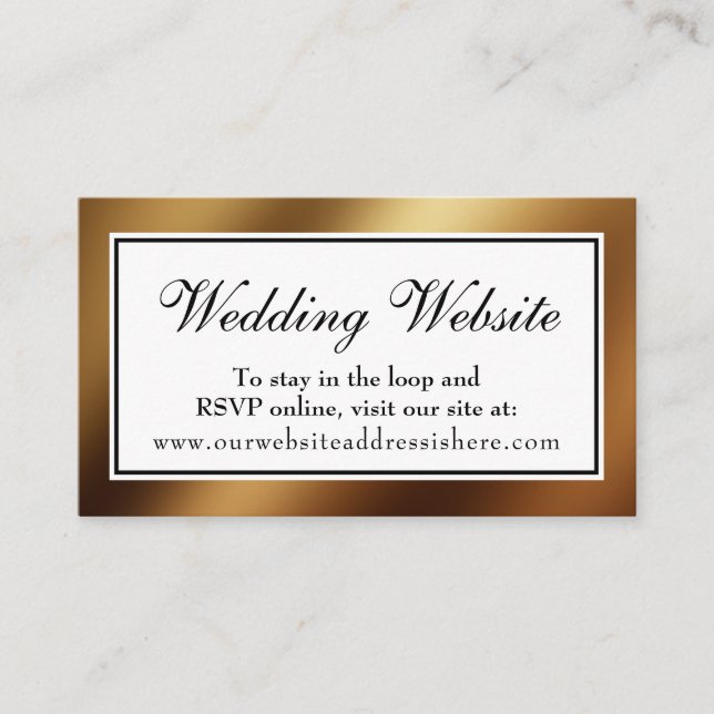 Carte D'accompagnement Smooth Gold Glam Mariage Site Web Insérer une cart (Devant)