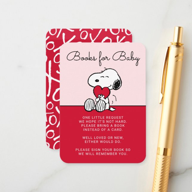 Carte D'accompagnement Snoopy | Little Sweetheart Baby Shower Enclosure C (Devant/Arrière en situation)