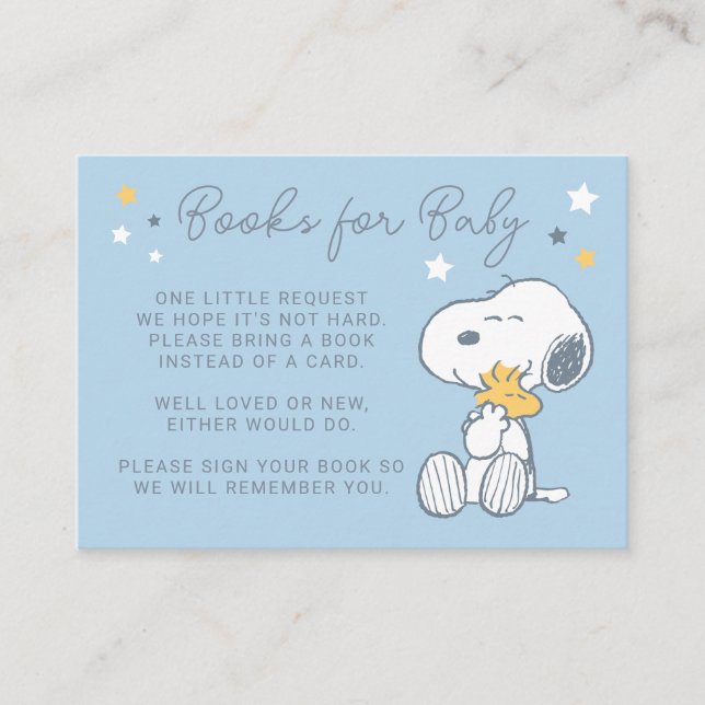 Carte D'accompagnement Snoopy & Woodstock | Over the Moon Baby Shower Enc (Devant)