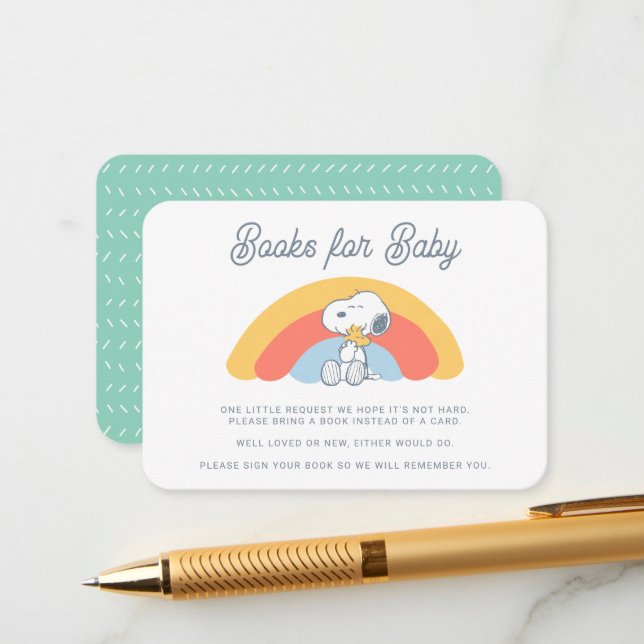 Carte D'accompagnement Snoopy & Woodstock Rainbow Books for Baby Enclosur (Devant/Arrière en situation)