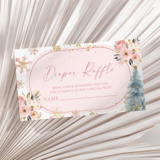 Carte D'accompagnement Snowflake rose Baby shower d'hiver Déchets Raffin (Créateur téléchargé)