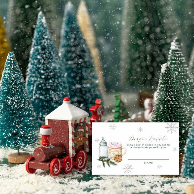 Carte D'accompagnement Snowflake S'more Cookie Diaper Raffle Baby Shower  (Snowflake S'more Cookie Diaper Raffle Baby Shower Enclosure Card)