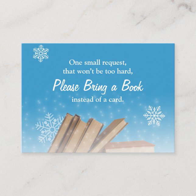 Carte D'accompagnement Snowflakes Apportez un livre Baby shower d'hiver I (Devant)