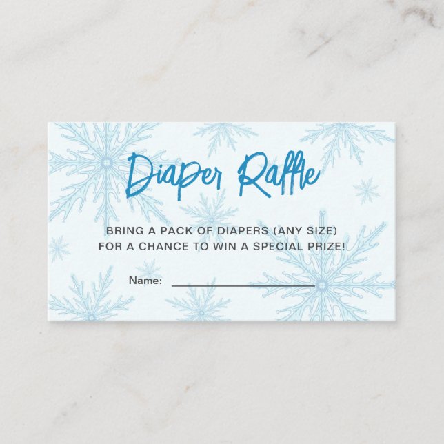Carte D'accompagnement Snowflakes Boy Baby Shower Diaper Raffle Ticket (Devant)