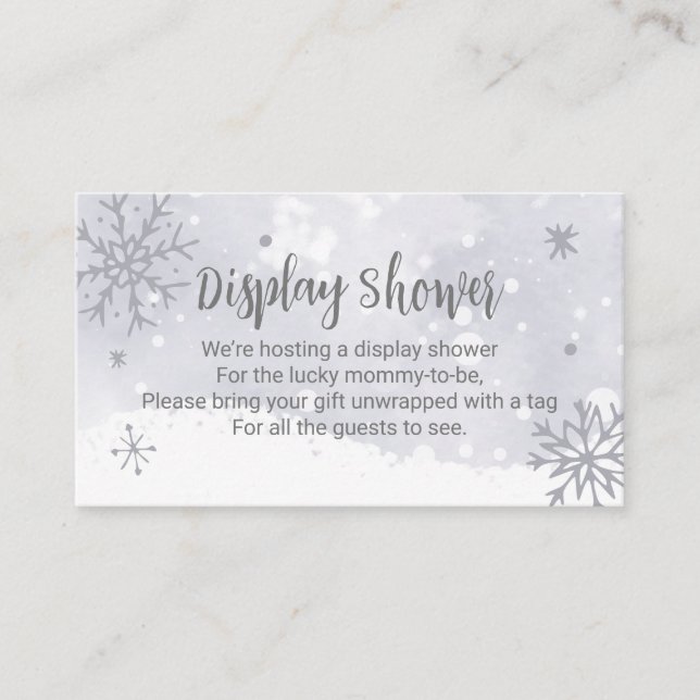 Carte D'accompagnement Snowflakes Silver Grey Baby shower écran douche (Devant)
