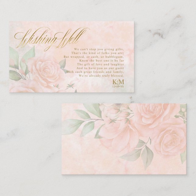 Carte D'accompagnement Soft Blush Mariage Rose Wishing well V3 ID828 (Devant / Derrière)