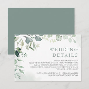 Carte D'accompagnement Soft Eucalyptus Green Garden Détails de mariage