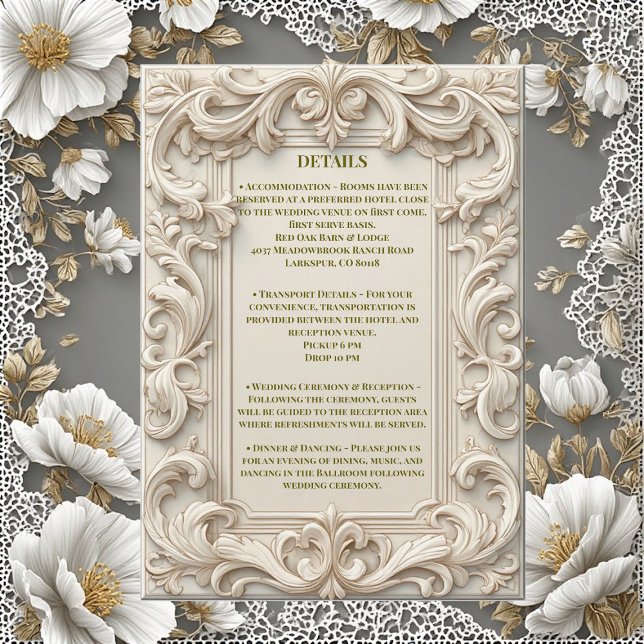 Carte D'accompagnement Soft Ivory Baroque Grandeur Acanthus Swirl Minimal (Soft Ivory Baroque Grandeur Acanthus Swirl Minimal Enclosure Card)