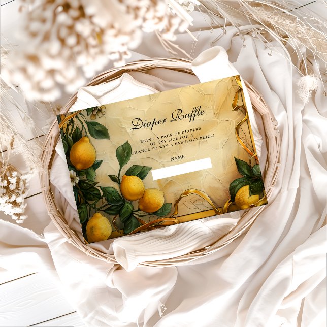 Carte D'accompagnement Soft Lemon Garden Baby Shower Diapper Raffle (Créateur téléchargé)