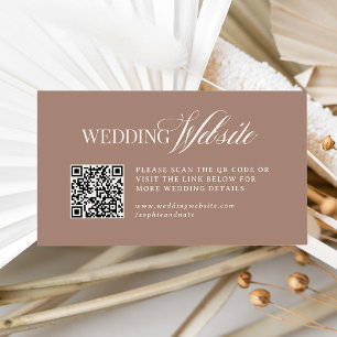 Carte D'accompagnement Soft Mocha Taupe Code QR du site Web de mariage