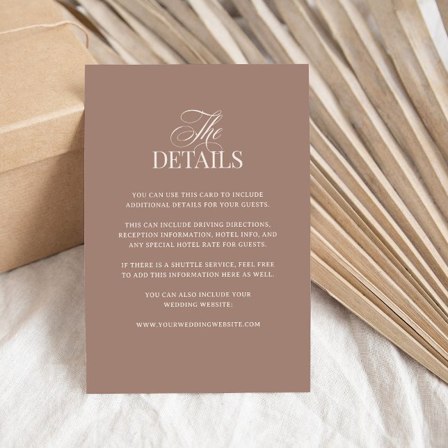 Carte D'accompagnement Soft Mocha Taupe | Luxe Wedding Guest Details (Créateur téléchargé)