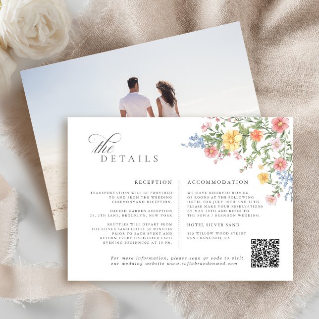 Carte D'accompagnement Soft Pastel Ornate Spring Garden Floral Mariage (Soft Pastel Ornate Spring Garden Floral Wedding details with QR code Enclosure Card)