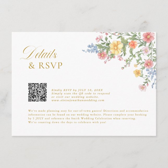 Carte D'accompagnement Soft Pastel Ornate Spring Garden  gold Wedding    (Devant)