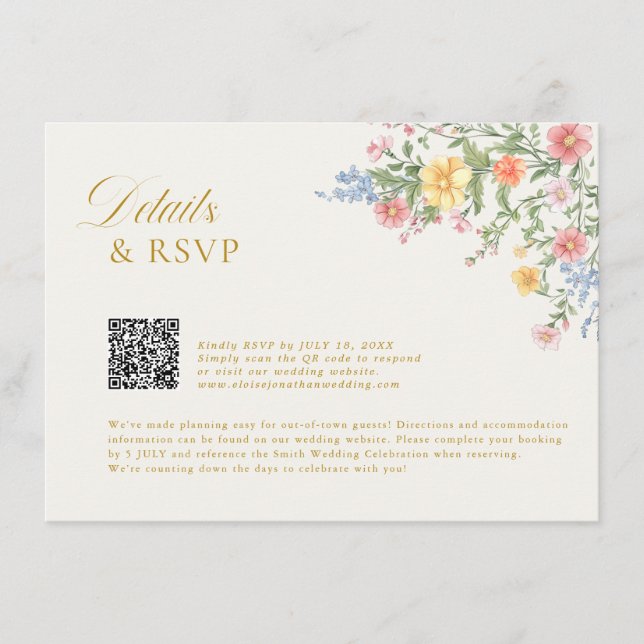 Carte D'accompagnement Soft Pastel Ornate Spring Garden  gold Wedding    (Devant)
