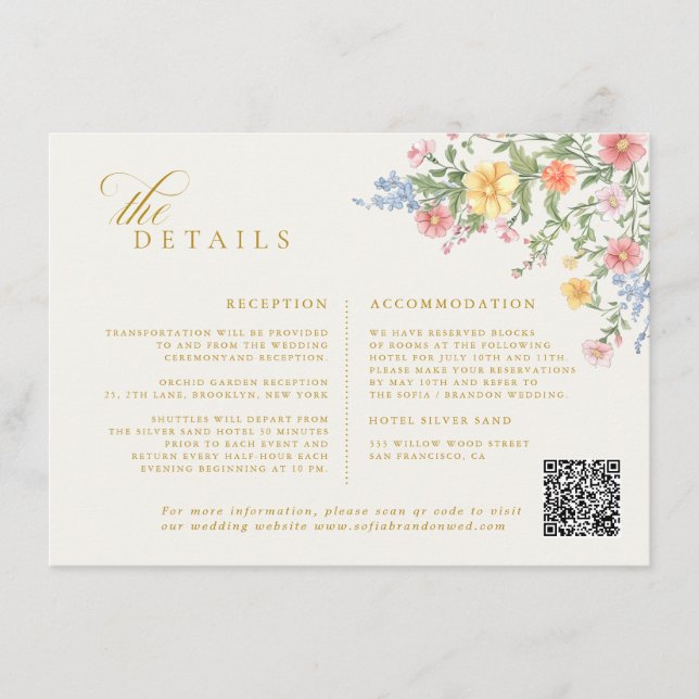 Carte D'accompagnement Soft Pastel Ornate Spring Garden gold Wedding (Devant)