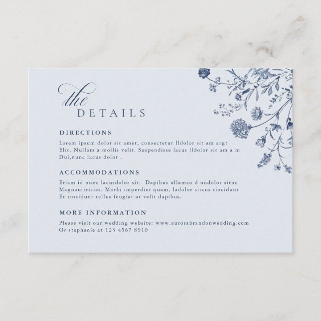 Carte D'accompagnement Soft Pastel Ornate Spring Garden  Wedding Details (Devant)