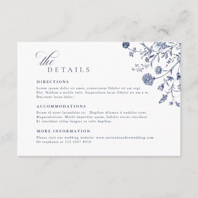Carte D'accompagnement Soft Pastel Ornate Spring Garden  Wedding Details (Devant)