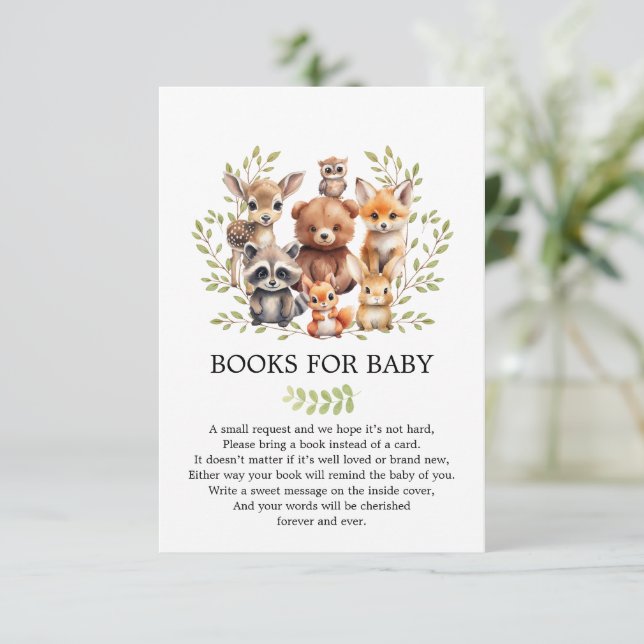 Carte D'accompagnement Soft Sage Green Woodland Animaux Livres pour bébé (Debout devant)