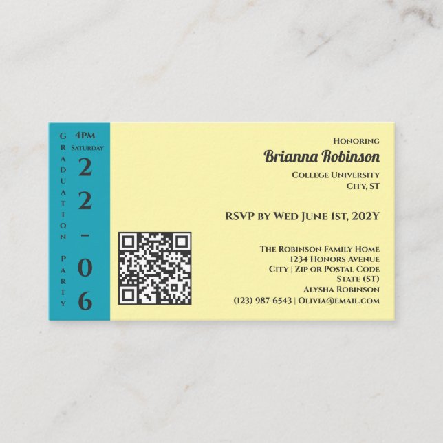 Carte D'accompagnement Soft Yellow Photo Modern Graduation Party (Devant)