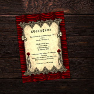 Carte D'accompagnement Soie rouge et crânes Gold Réception de mariage got