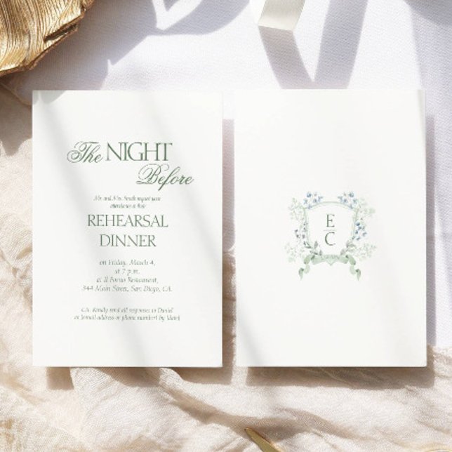 Carte D'accompagnement Soirée de répétition d'un monogramme floral de mar (Créateur téléchargé)