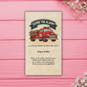 Carte D'accompagnement Sonne l'alarme ! Baby shower vintage pour camions