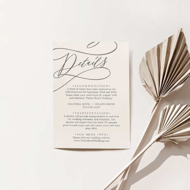 Carte D'accompagnement SOPHIA Beige Cream Elegance Classic Mariage Détail (SOPHIA Beige Cream Elegant Classic Wedding Details Enclosure Card)