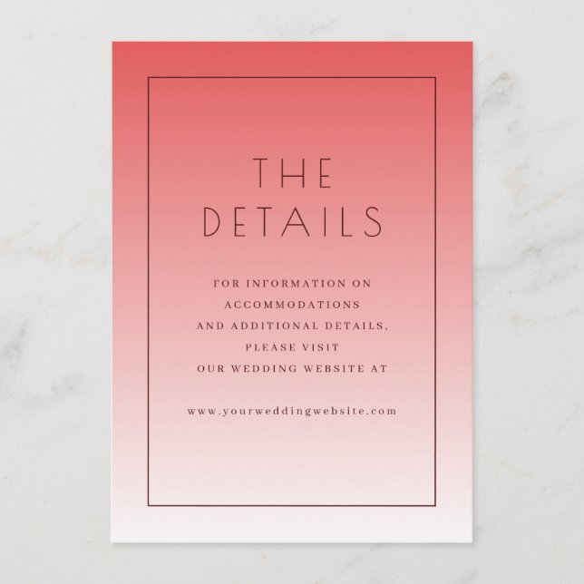 Carte D'accompagnement Sophisticated Pink Gradient Details Card (Devant)