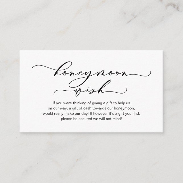 Carte D'accompagnement Souhait de lune de miel, Enclosure design romantiq (Devant)