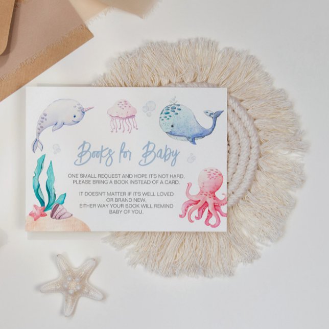 Carte D'accompagnement Sous la mer Baby shower nautique Livres pour bébé (Créateur téléchargé)
