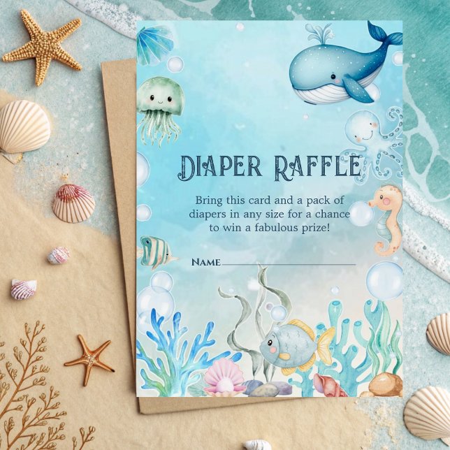 Carte D'accompagnement Sous la mer bleu garçon Baby shower Déchets Raffle (Créateur téléchargé)