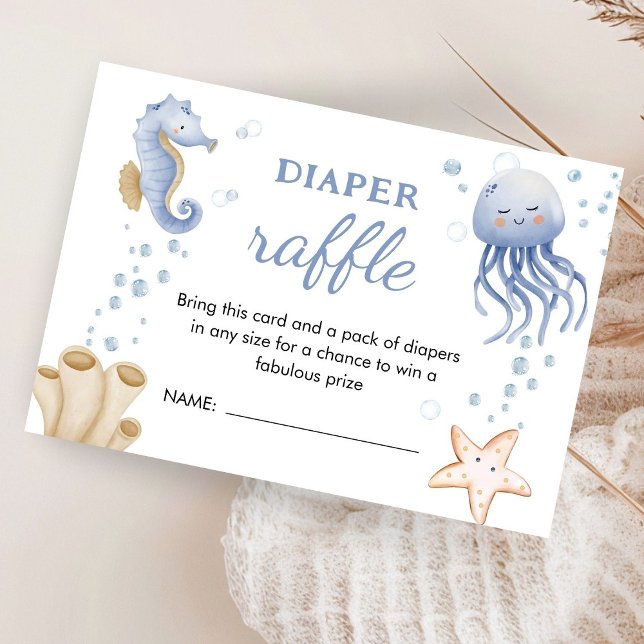 Carte D'accompagnement Sous La Mer ! Cute Boy Baby shower Déchets Raffle (Créateur téléchargé)