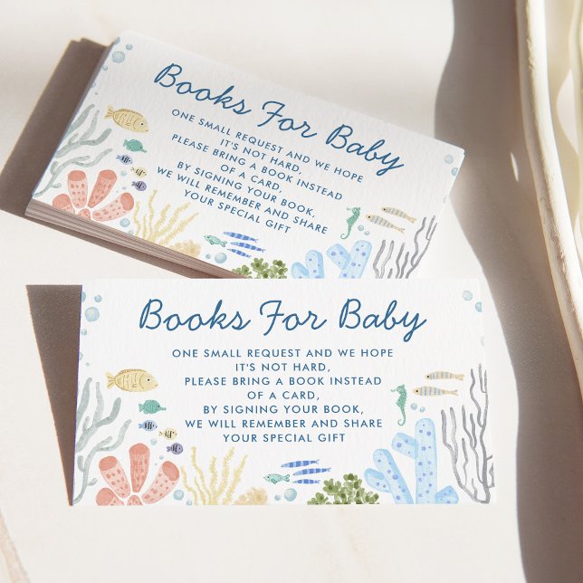 Carte D'accompagnement Sous la mer Livres pour Baby shower bébé (Créateur téléchargé)